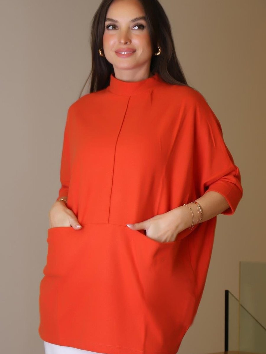 Ind Bebe Plus 25k Kırmızı Yarım Kollu Cepli Tunik