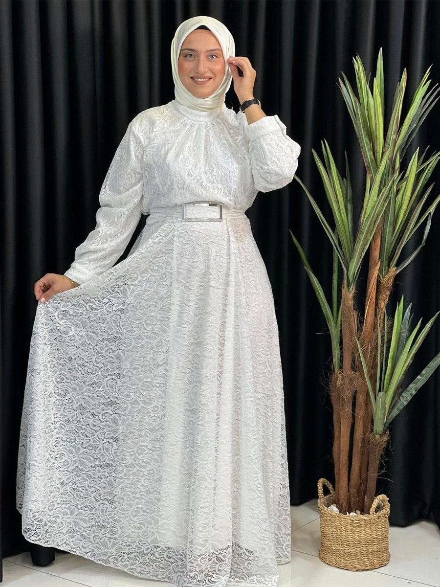 Butik Büyük Beden Lüx Dantel Kloş Elbise