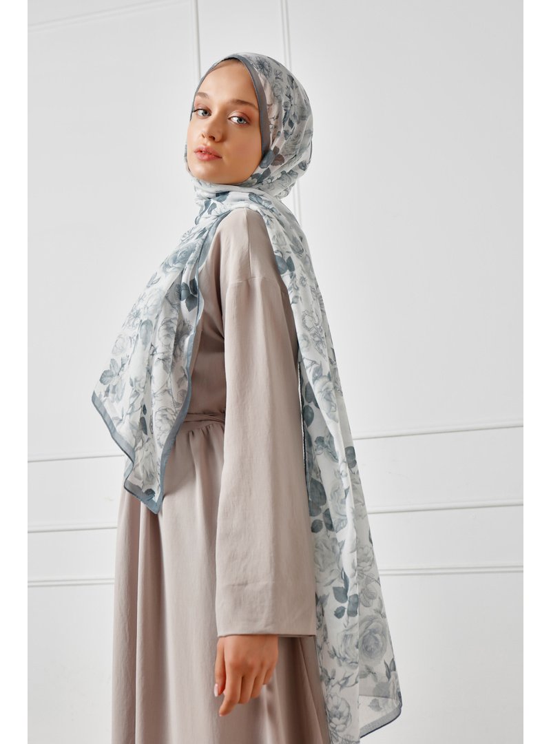 ŞALESS Gri Desenli Şal