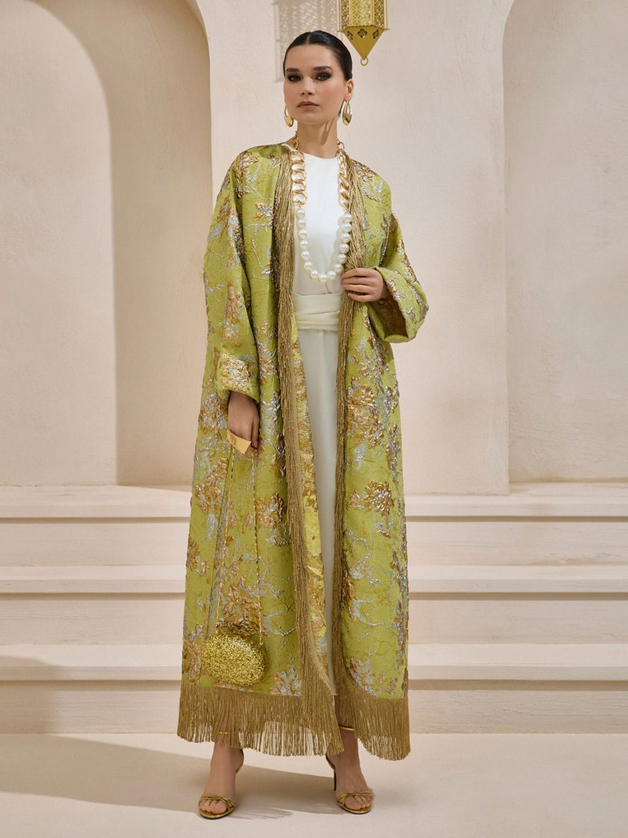 Al Sheıkha Brocade Abaya Açık Yeşil Al Sheıkha