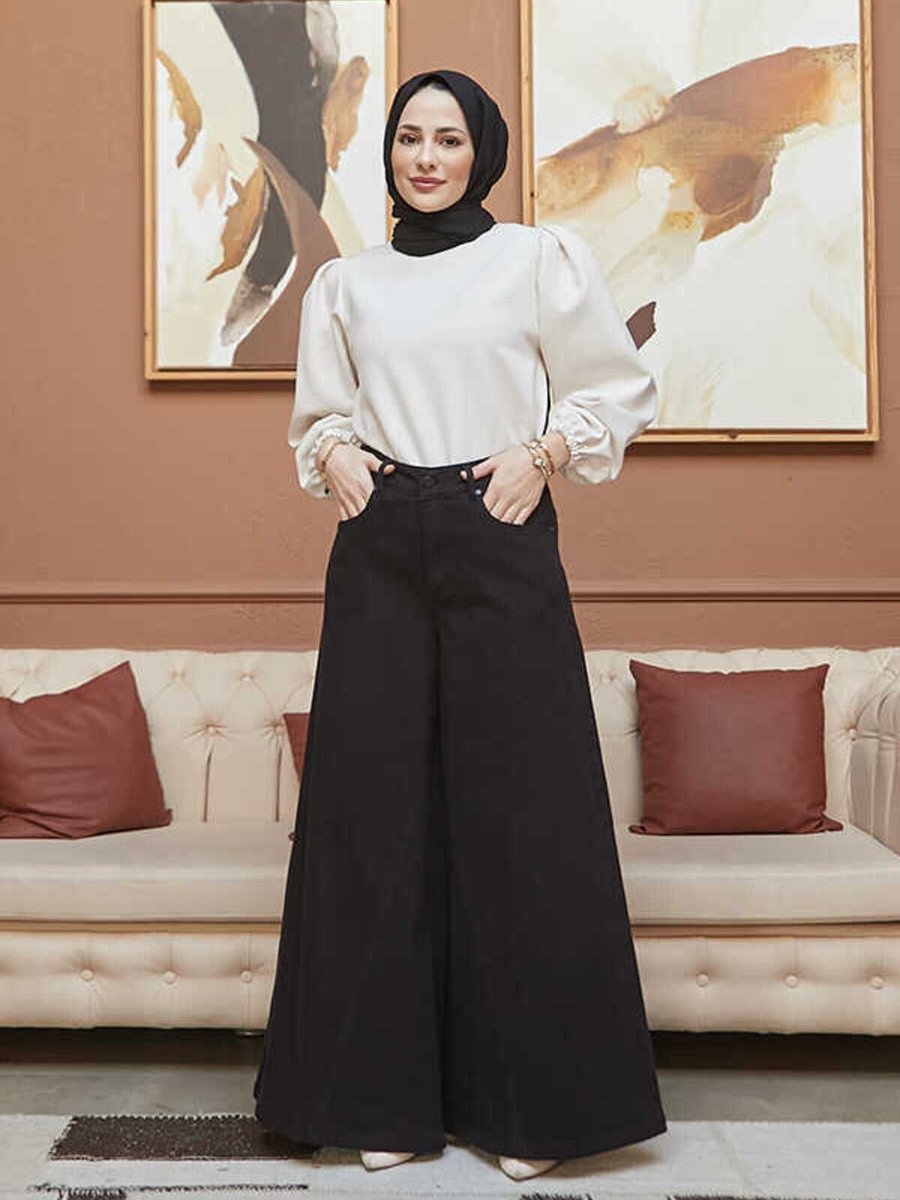Neways Gabardin Pantolon Etek Siyah
