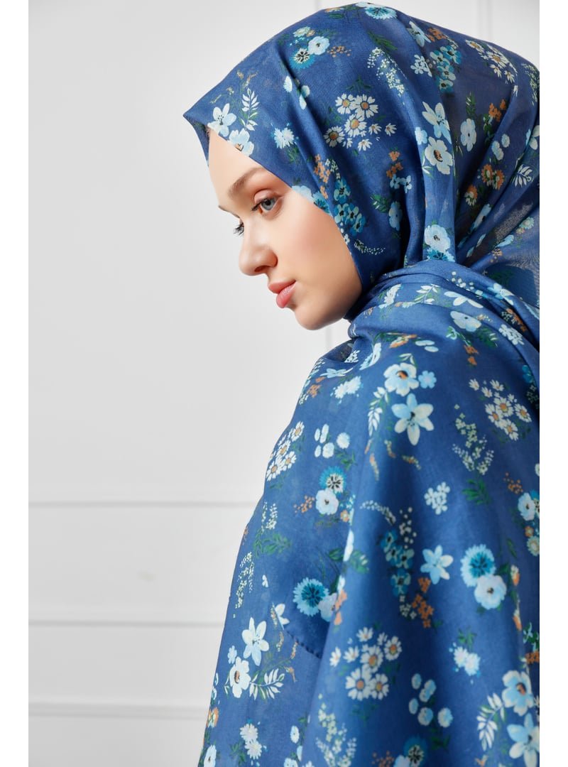 ŞALESS Mavi Desenli Şal