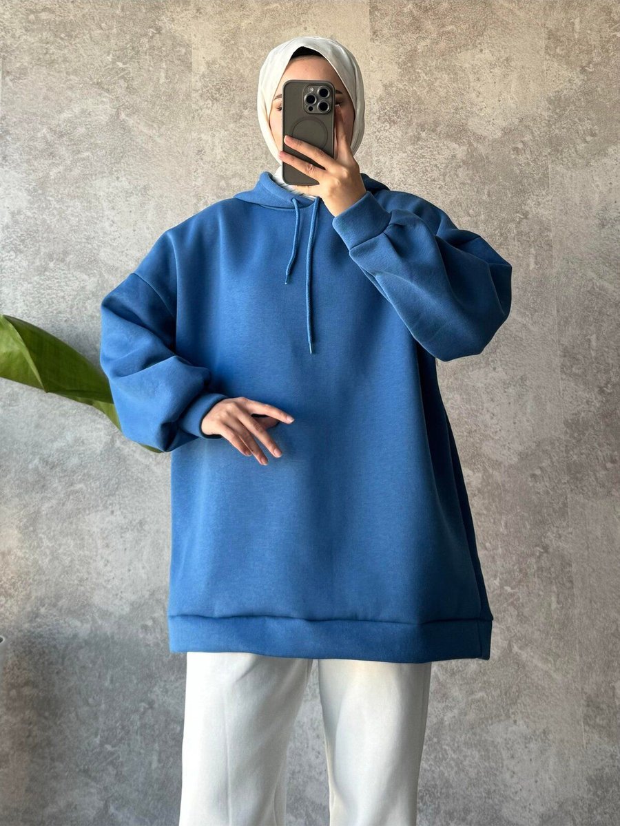 Modabetce Extra Oversize İplik Kadın Sweatshirt 1beden