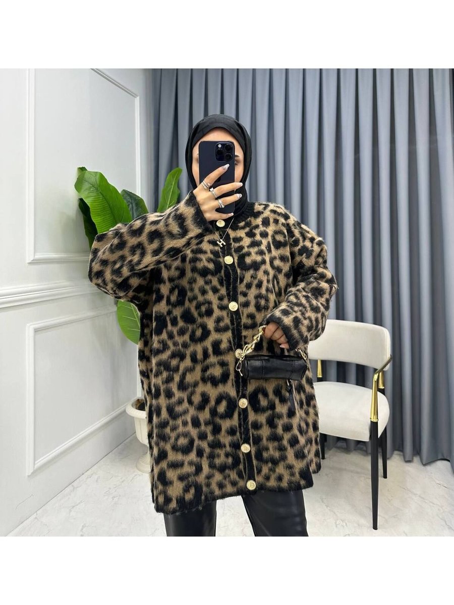 Seven Tesettür Leopar Hırka