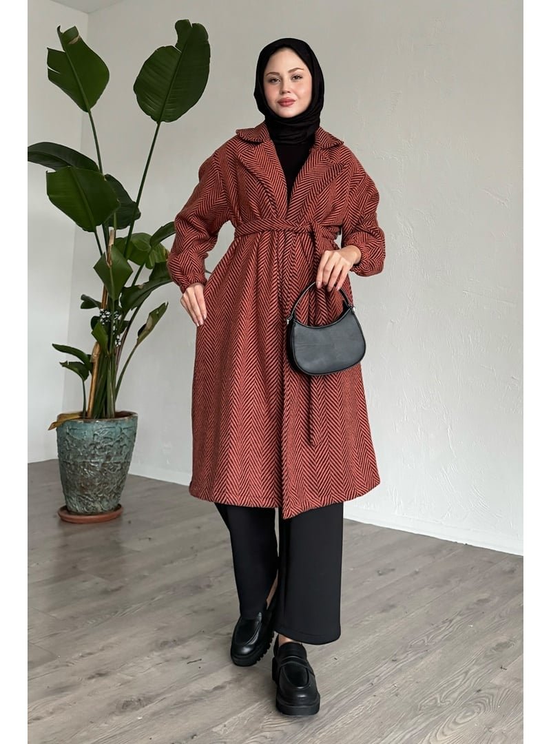 InStyle Balıksırtı Kiremit Kaşe Kaban