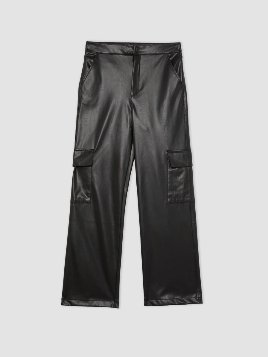 Defacto Straight Fit Düz Paça Kargo Cepli Suni Deri Pantolon B6115ax23wn