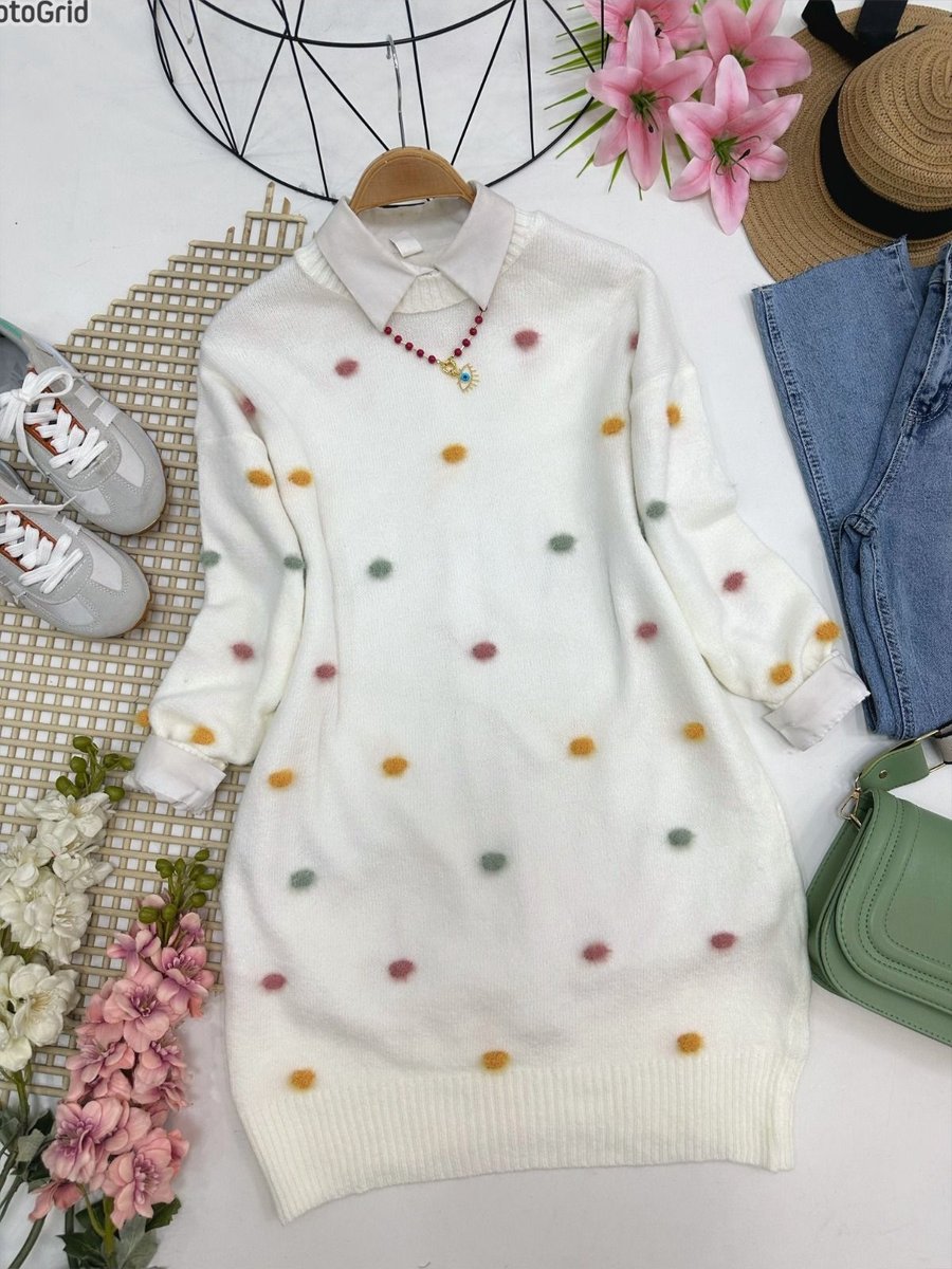 Yedilale Ponpon Triko Tesettur Tunik