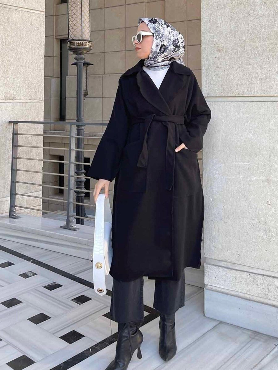 Moda Periy Kadın Kışlık Torba Cepli Kaşe Kaban