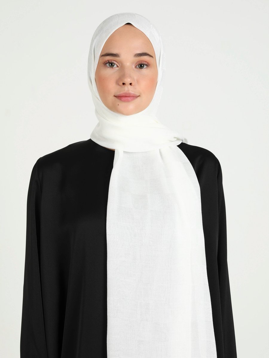 Miray Kırık Beyaz Dama Karla Şal
