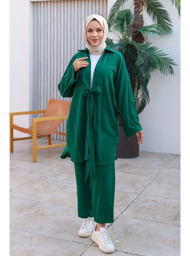 Misskayle Yeşil Bağlama Detaylı Kimono Takım