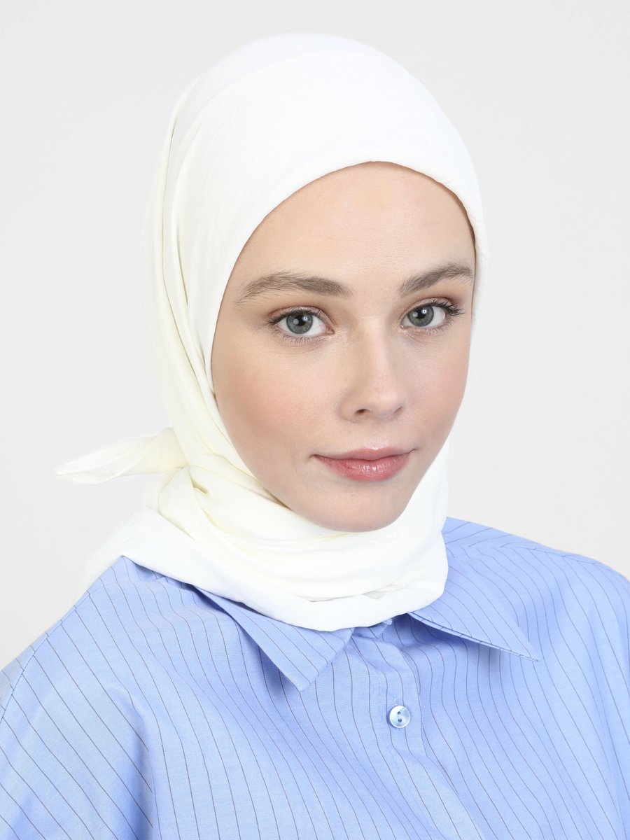 Miray Kırık Beyaz Pamuk Cazz Eşarp