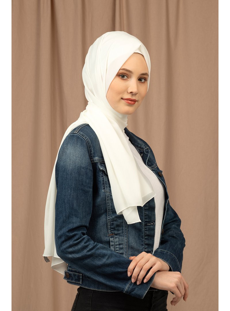 ŞALESS İnci Beyaz Krep Şal