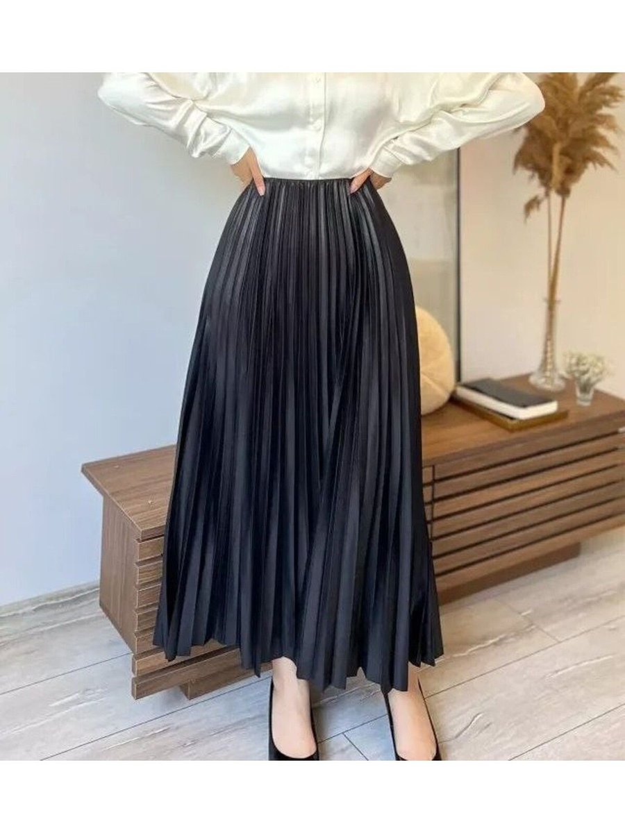 Moda Luxwomen Deri Görünümlü Fırfırlı Spor Etek