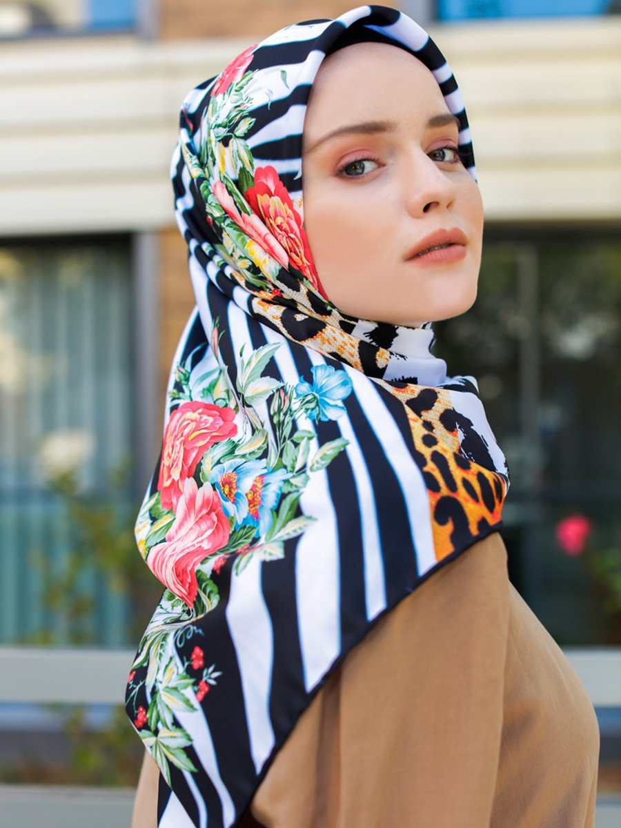 Şalevi Şal Evi Güllü Twill Eşarp Renkli