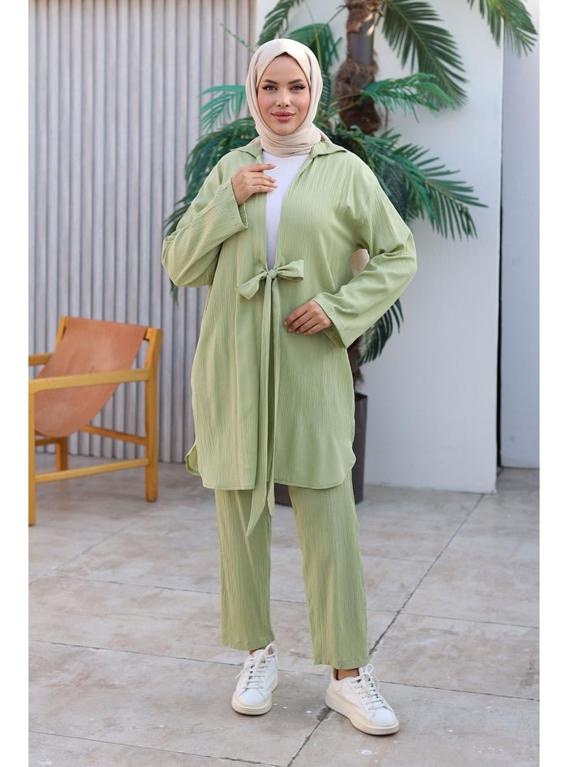 Misskayle Mint Yeşili Bağlama Detaylı Kimono Takım
