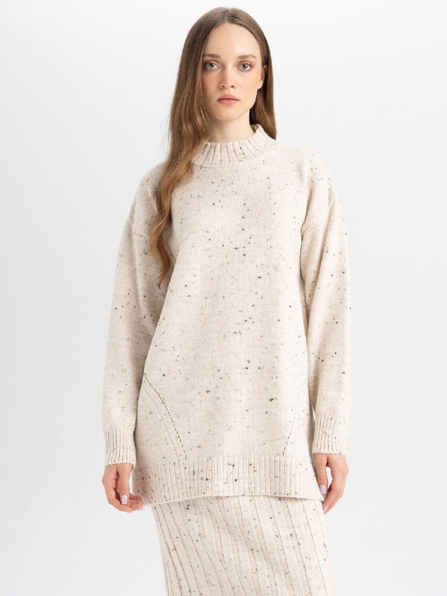 Defacto Relax Fit Yarım Balıkçı Yaka Nopeli Kumaş Kazak Tunik D7487ax24wn