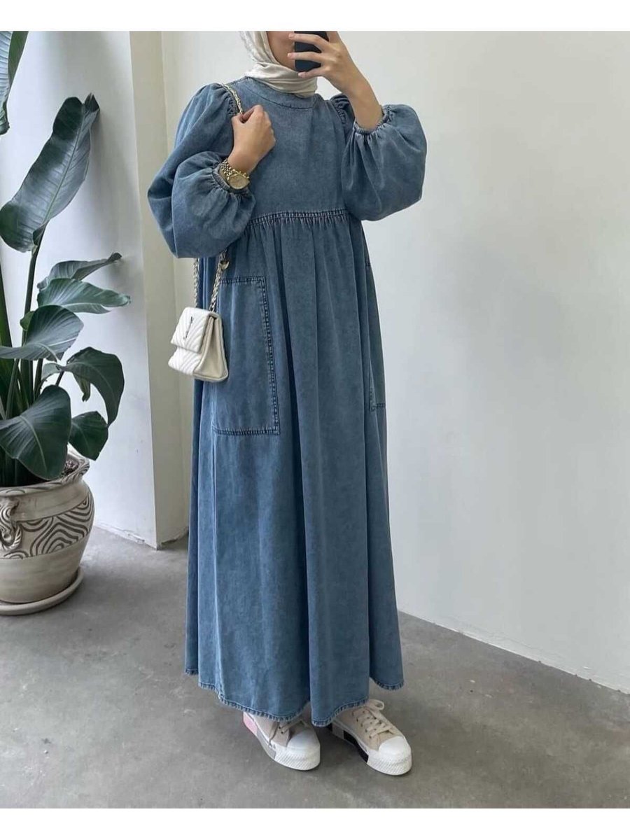 Olalady Oversize Salaş Denim Kot Elbise