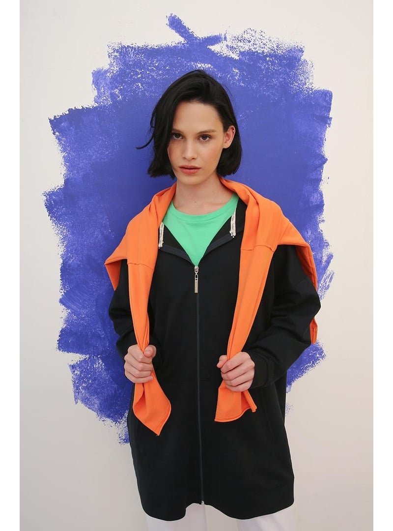 Allday Lacivert Fermuarlı Sweat Hırka