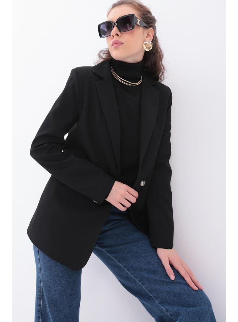 Allday Siyah Astarlı Blazer Ceket