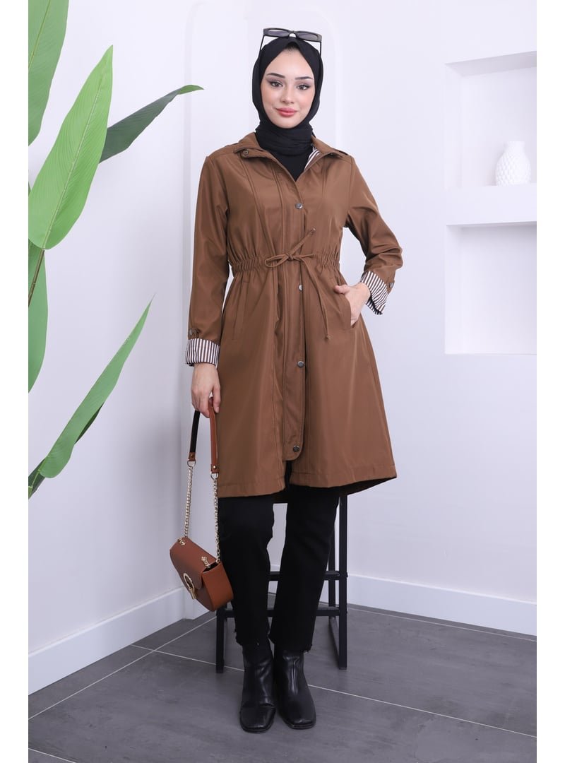 İmaj Butik Taba Bel Büzgülü Trençkot