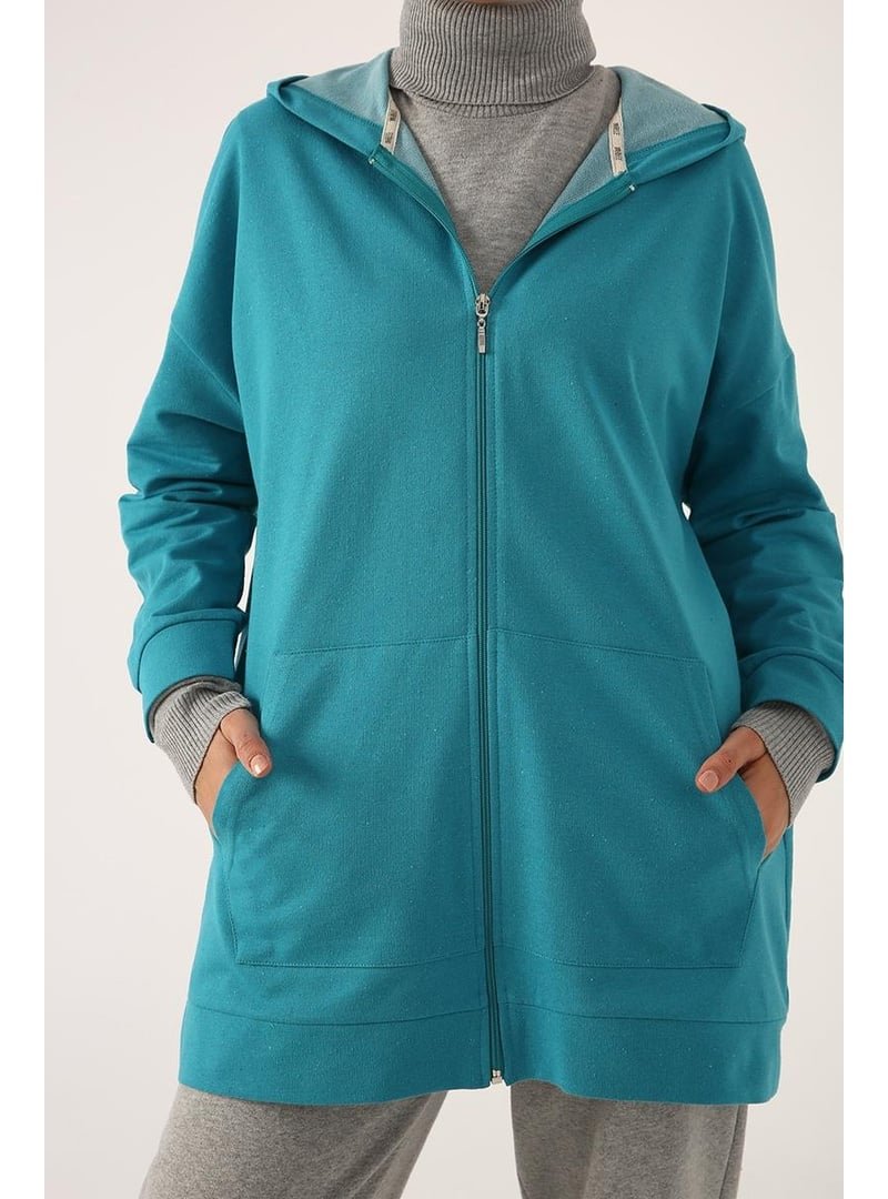 Allday Fermuarlı Sweat Hırka Mint