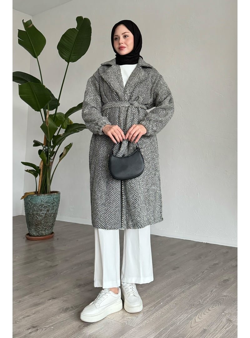 InStyle Balıksırtı Mint Kaşe Kaban