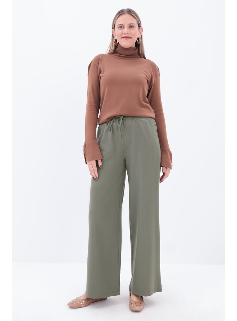 Allday Haki Beli Lastikli Kordonlu Pantolon