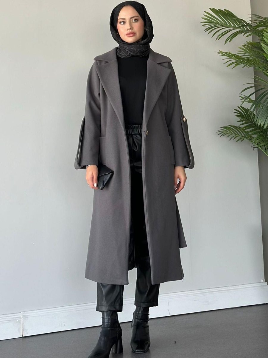 Haza Moda Vişhy Kaşe Kaban Gri