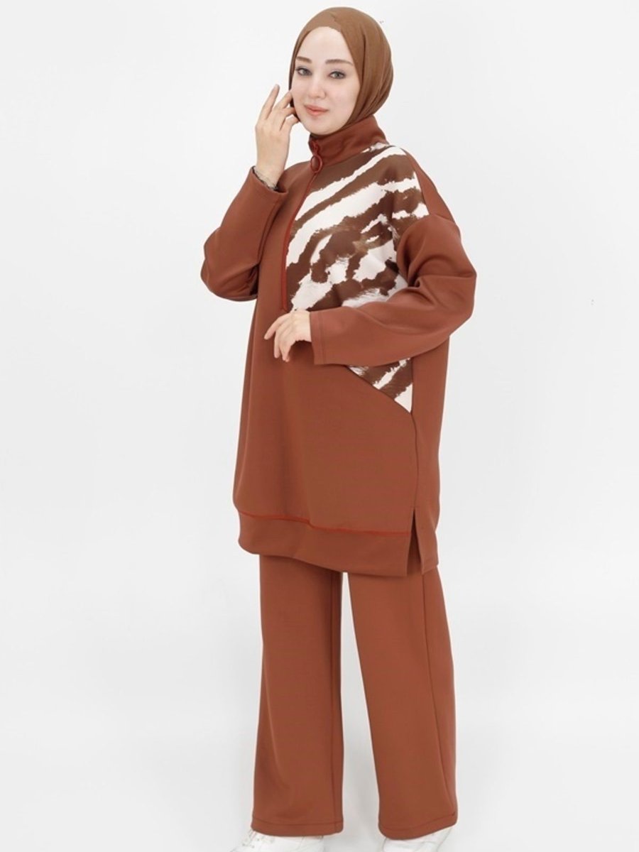 Puane Fermuar Detaylı Scuba Kumaş Sweatshirt