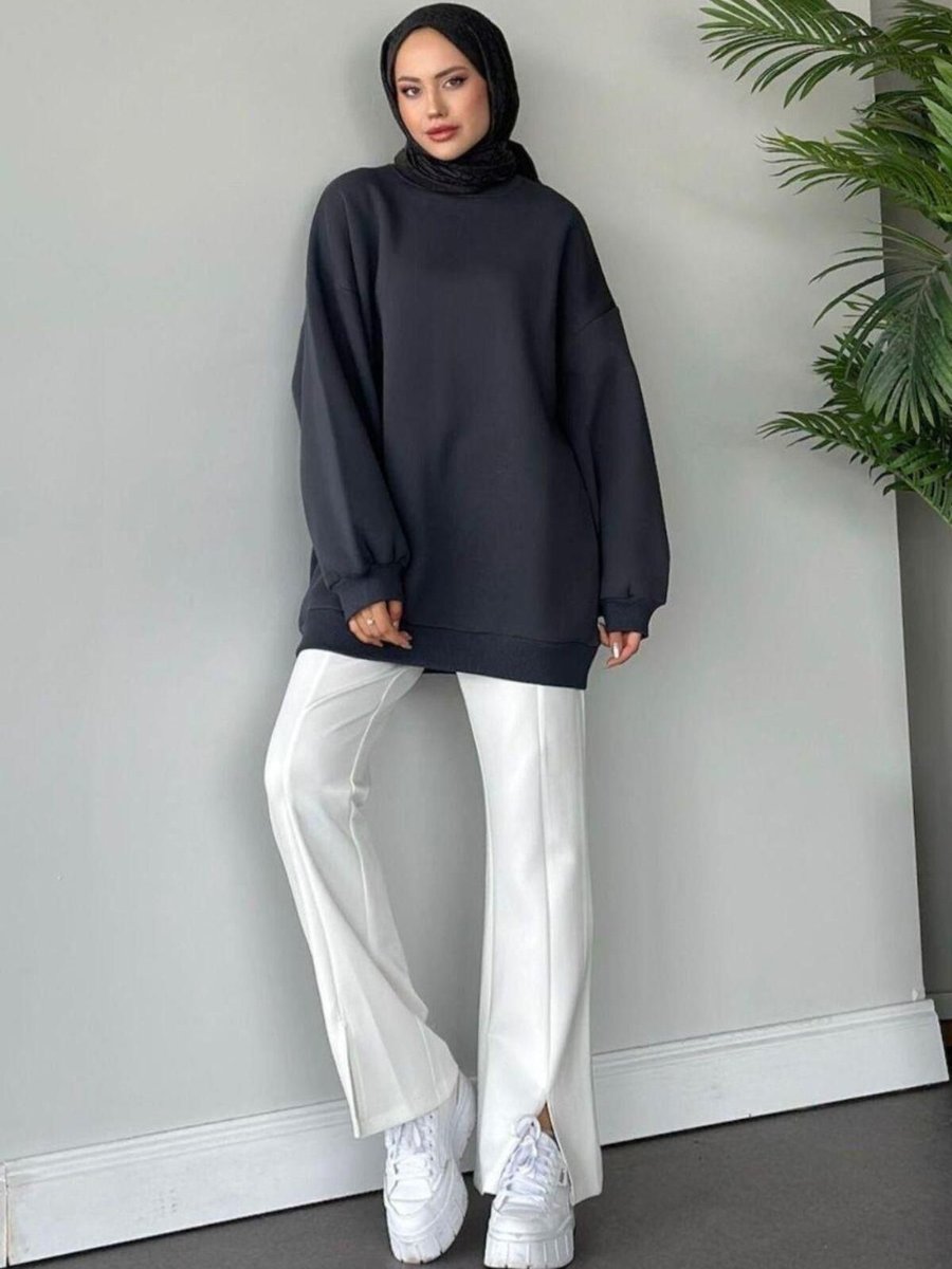 Full Tolerance Oversize Bisiklet Yaka Sweatshirt