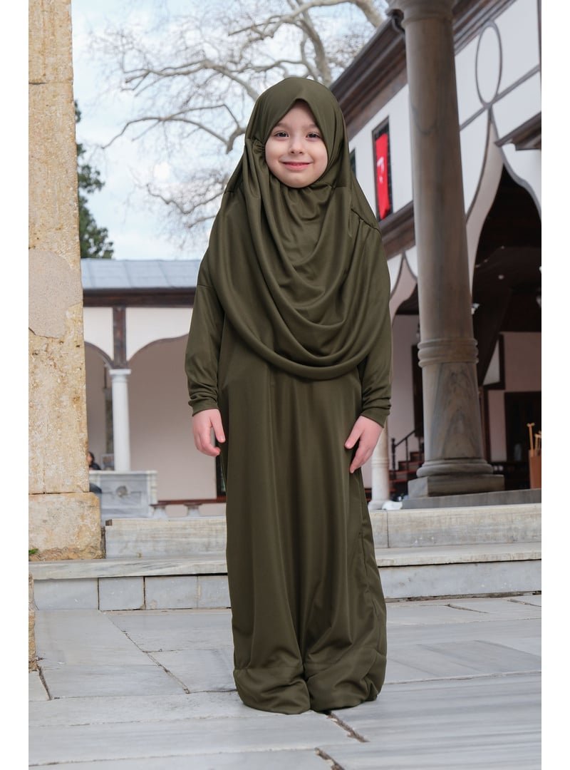 Locco Moda Çocuk Namaz Elbisesi Haki Yeşil