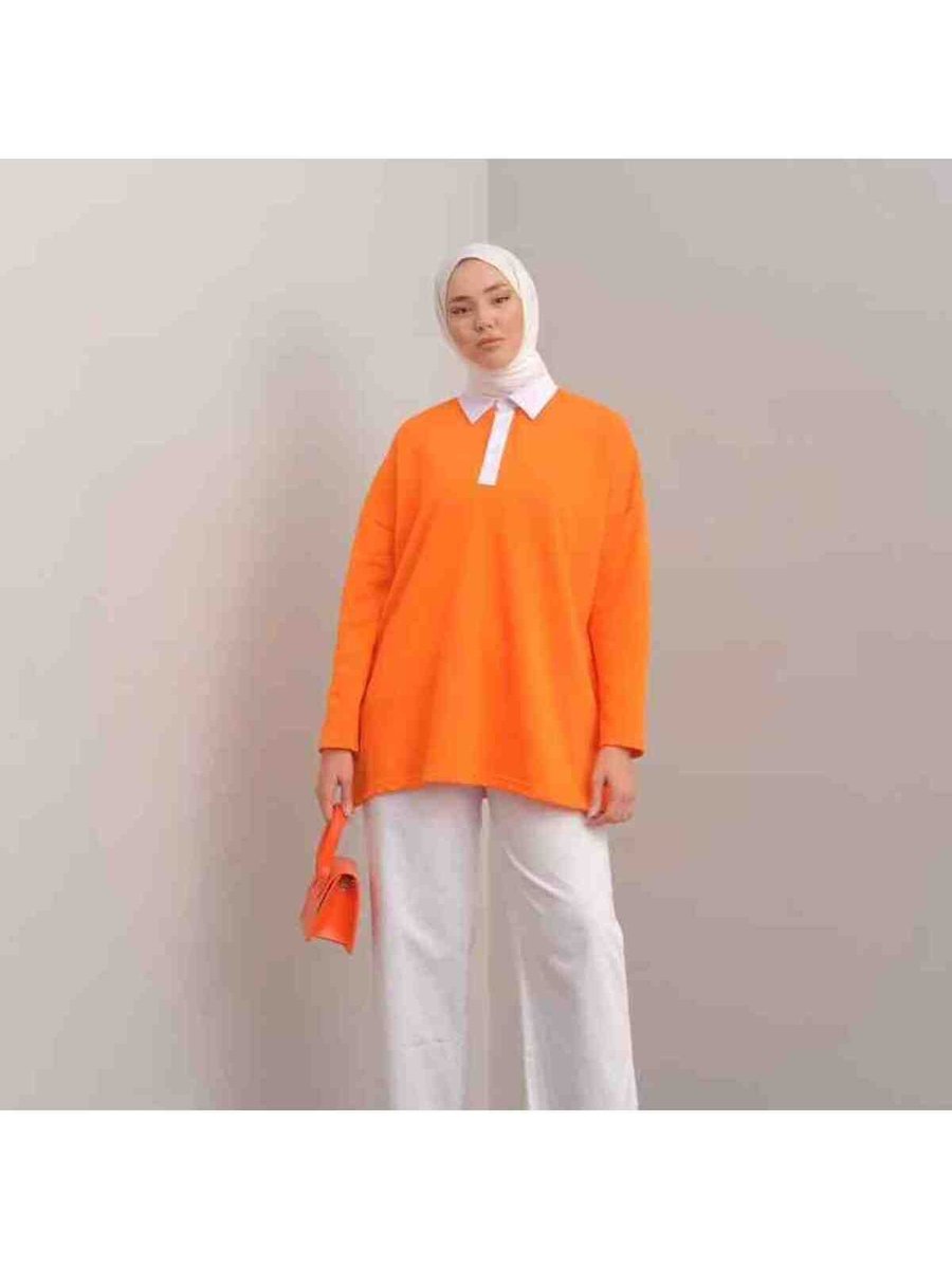 My City Polo Yaka Portakal Rengi Sweatshirt