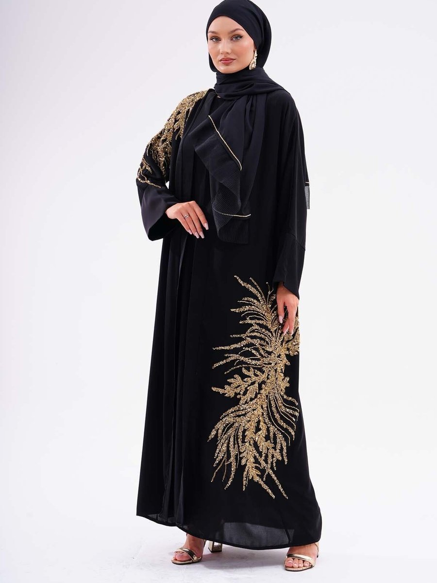 Agh Değerli Hediyeler Kumaş Dubai İpeği Lüks Abaya Gold Altın Dantel Kaliteli Dış Giyim Özel Günler İçin