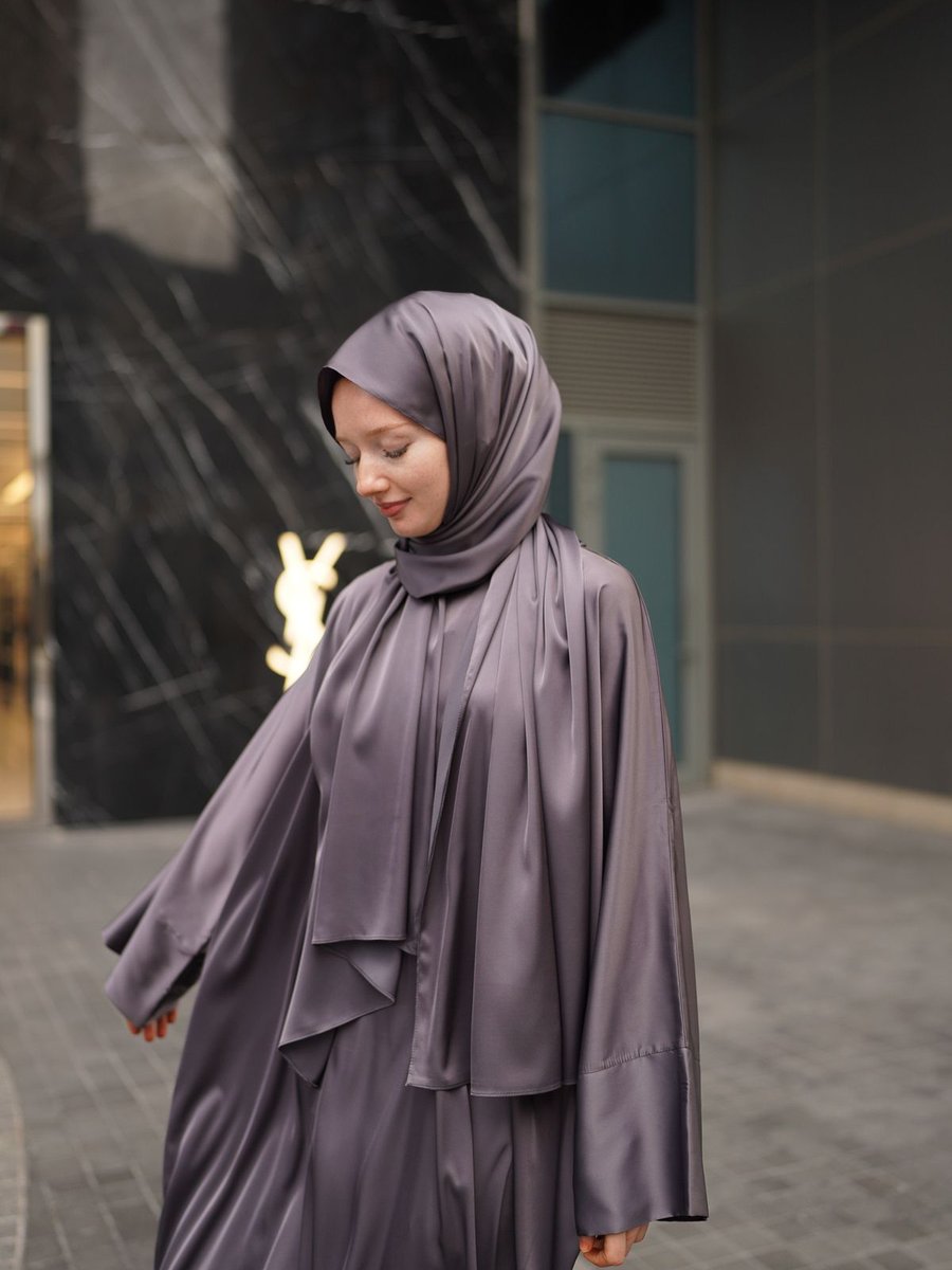 Afeda İpek Saten Abaya 2’li Set
