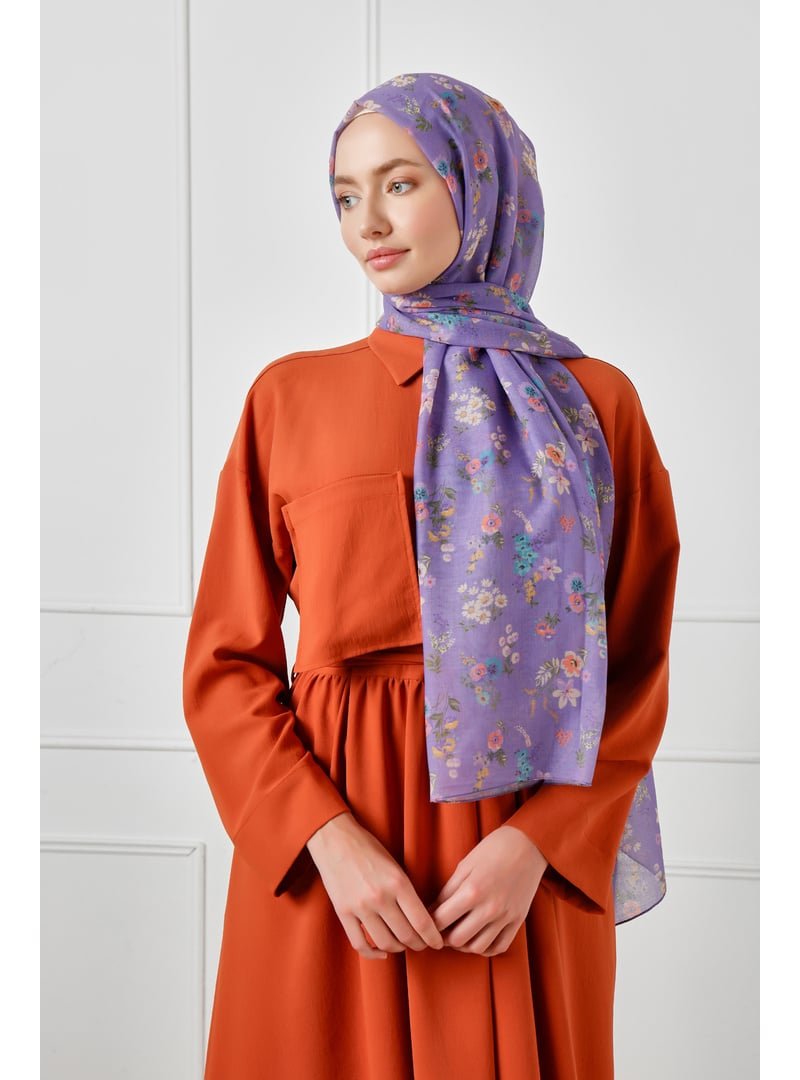 ŞALESS Lila Desenli Şal