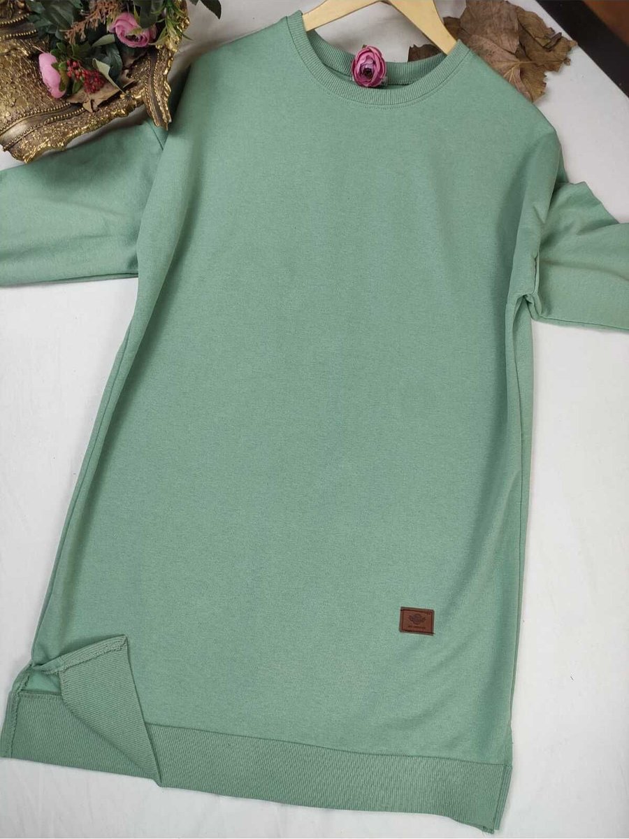 Almina İki İplik Pamuk Penye Tesettür Tunik Sweatshirt