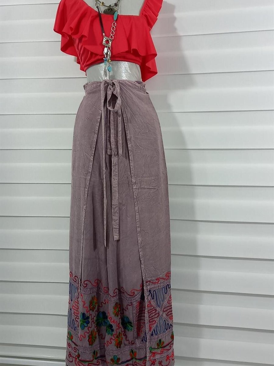 Bohem Stil Pembe Otantik Nakış İşlemeli Harem Şalvar Bulmaca Pantolon