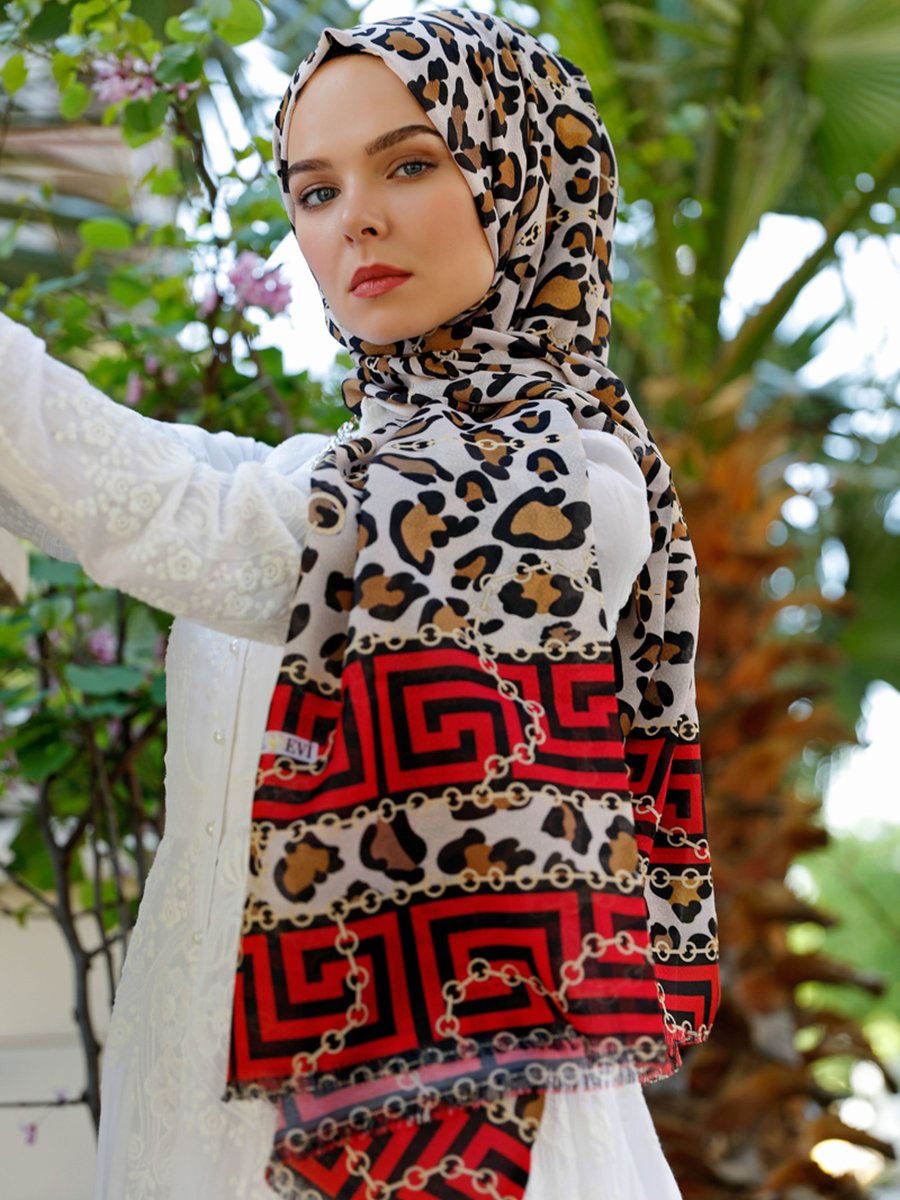 Şalevi Şal Evi Zincirli Leoparlı Renkli Desenli