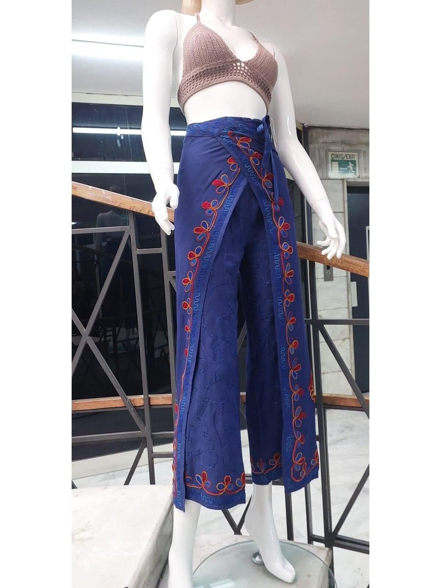 EREN STYLE Mor Otantik Nakış İşlemeli Harem Şalvar Bulmaca Pantolon