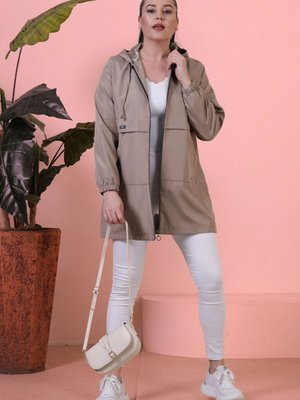 Ferace Kadin Tesettur Giyim Buyuk Beden Mevsimlik Spor Trenckot Vizyon