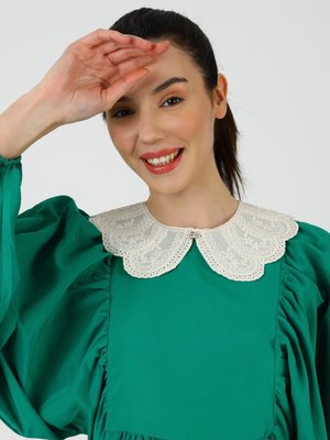 Modanisa Krem Sherlock Home Vintage Seyyar Yakalık Yaka