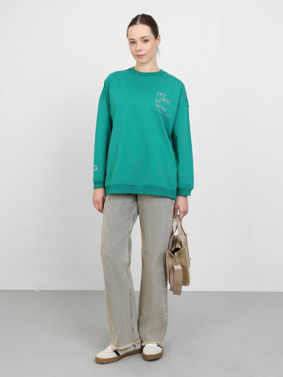 Benin Baskı Detaylı Sweatshirt Yeşil