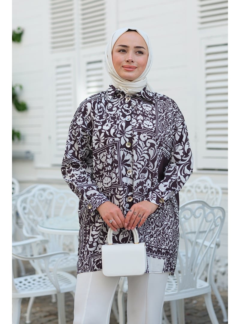 Locco Moda Siyah Etnik Desen Gömlek