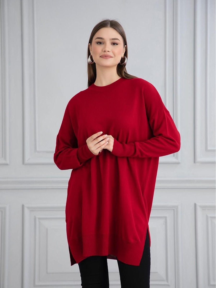 Gülce Moda İnce Merserize Oversize Salaş Triko Tunik