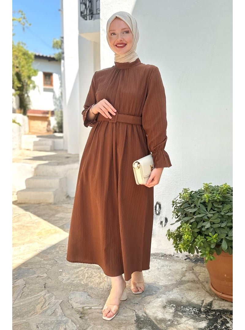 GİZCE Ola Kahverengi Elbise