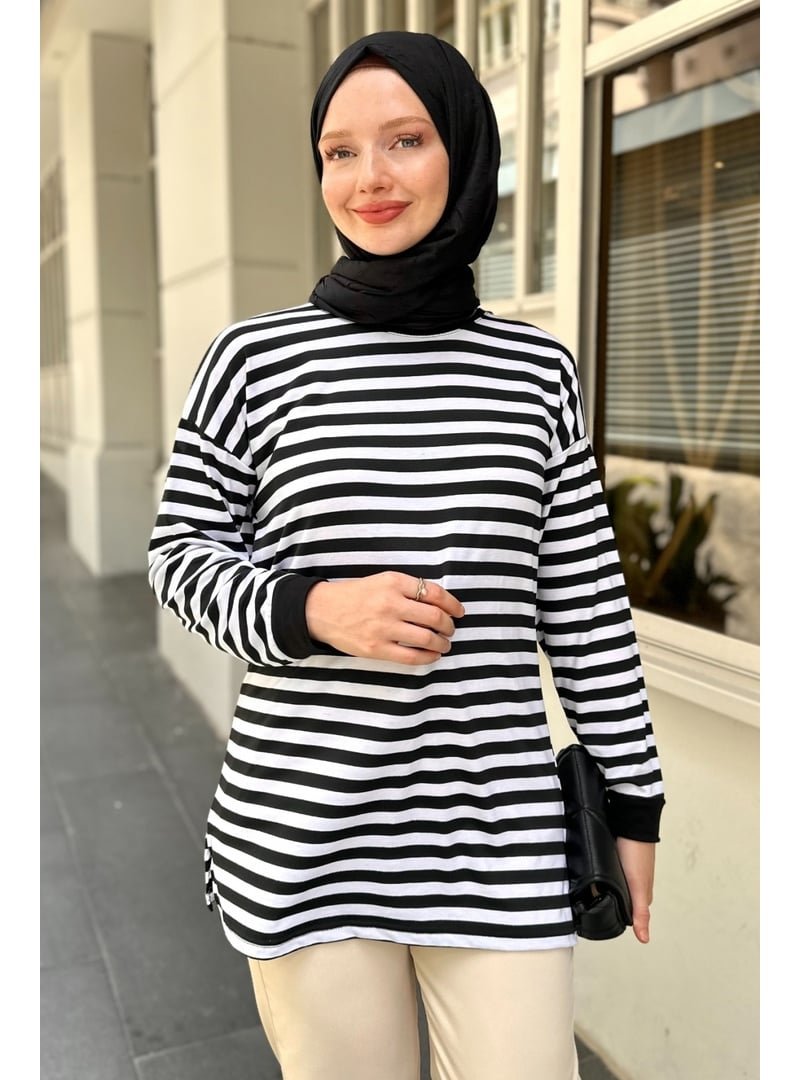 GİZCE Dalton Siyah Çizgili Tunik