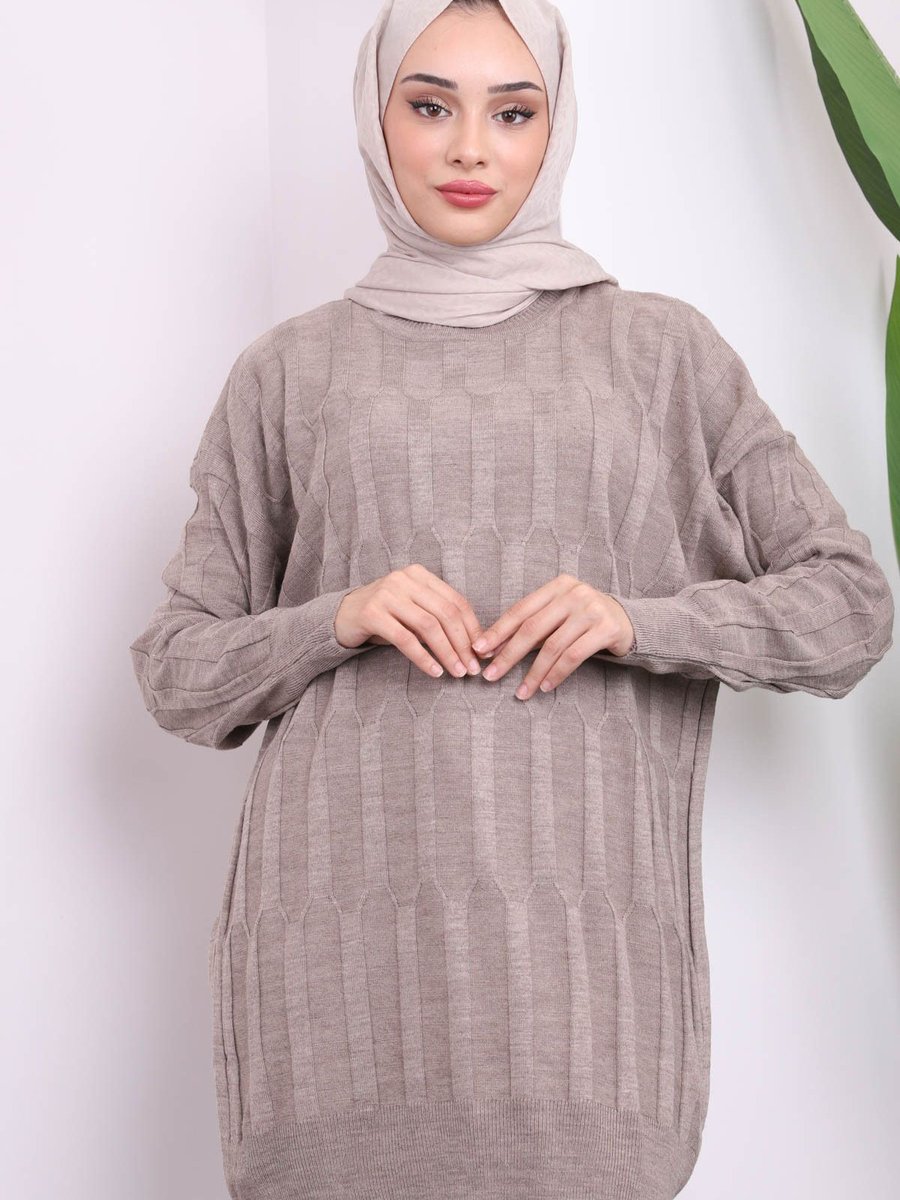 İmajbutik Vizon Bisiklet Yaka İnce Merserize Salaş Triko Tunik