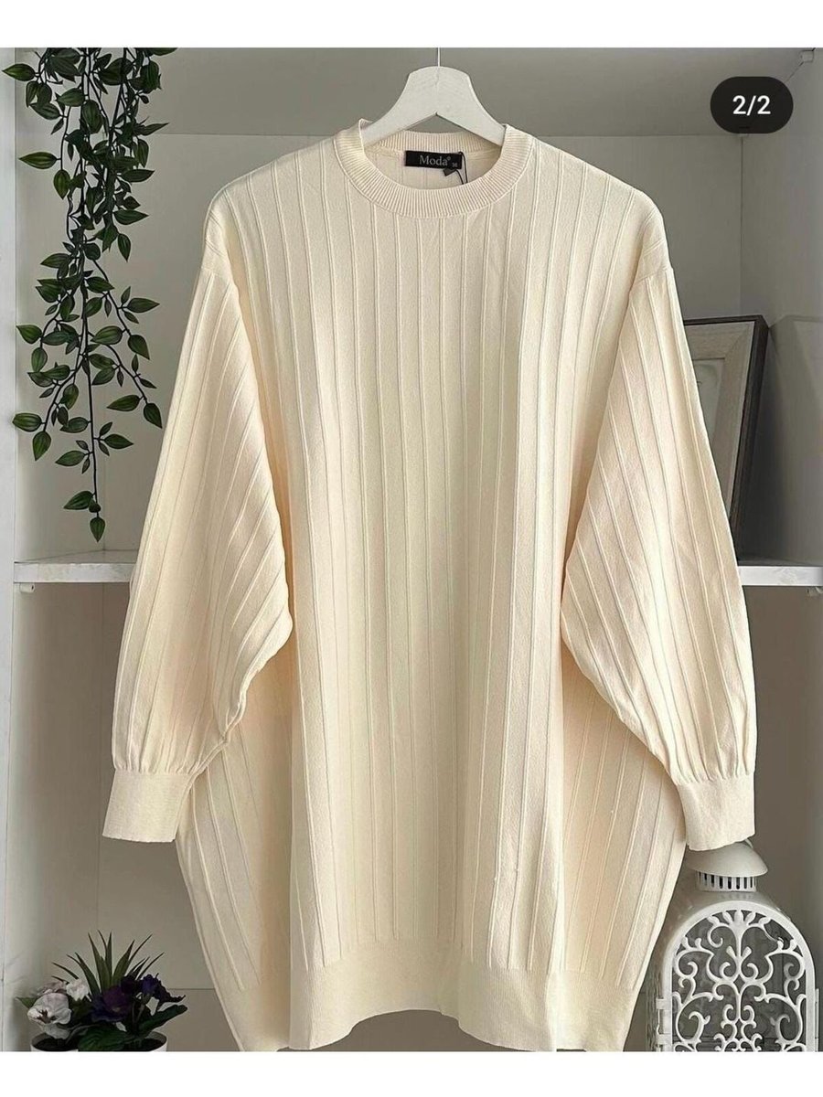 Moda Neva Ince Merserize Salaş Triko Tunik Beden Uyumlu