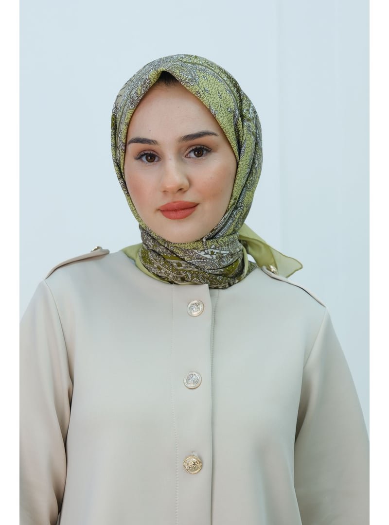 Locco Moda Etnik Desen Soft Eşarp Fıstık Yeşil