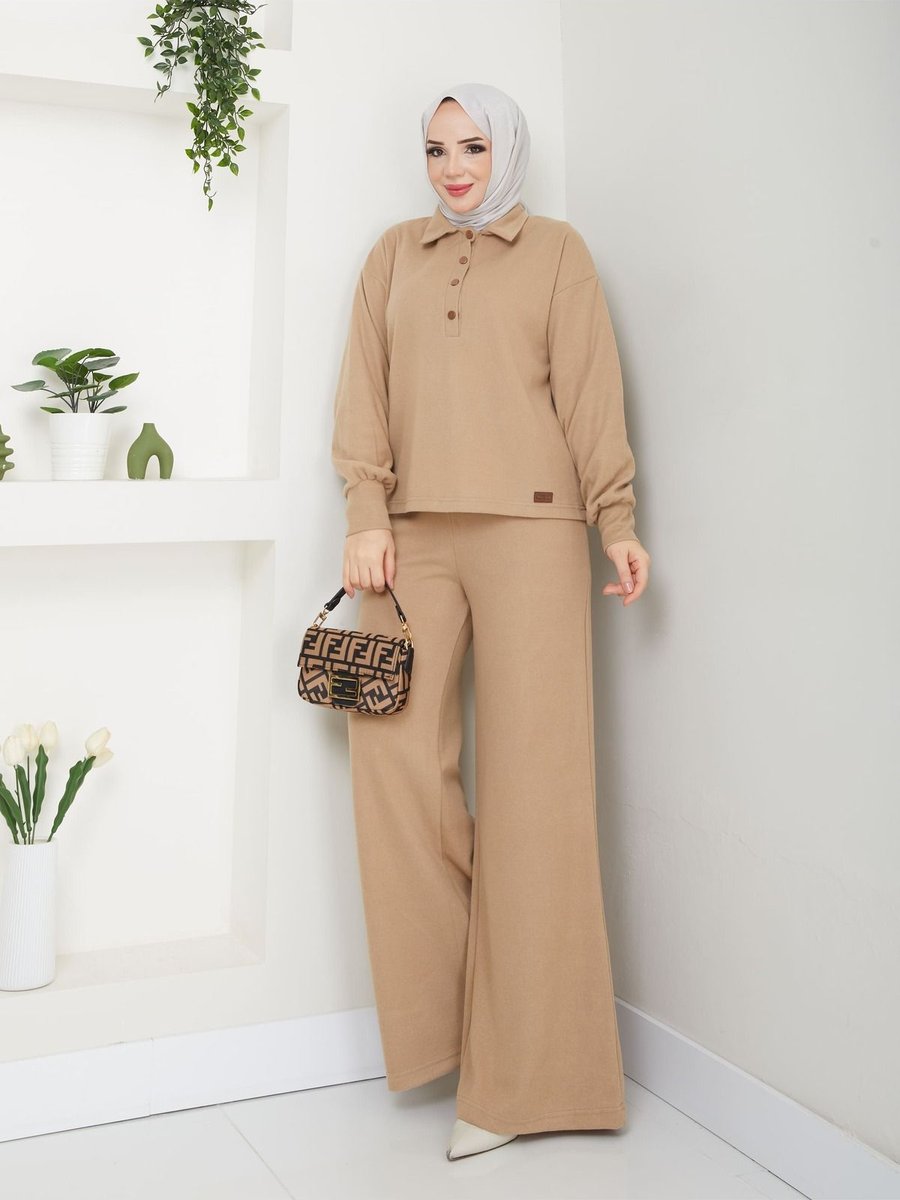 Moda Elsare İkili Triko Takım Bej Vip Class